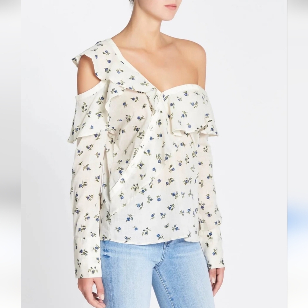 Paige Floral Off-Shoulder Cream Top Size XS